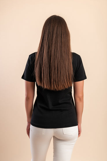 T-shirt in cotone con colletto, nera