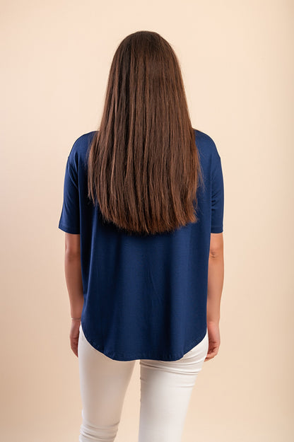 Maglietta con stampa, blu