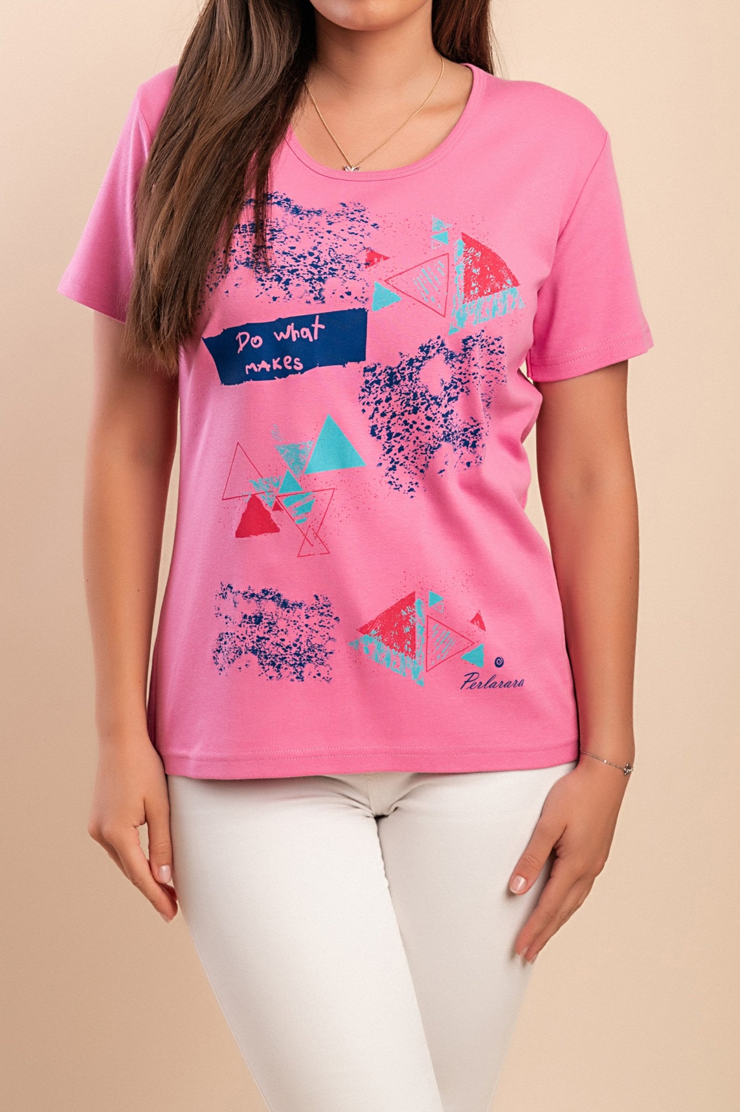 T-shirt in cotone con stampa, rosa chiaro