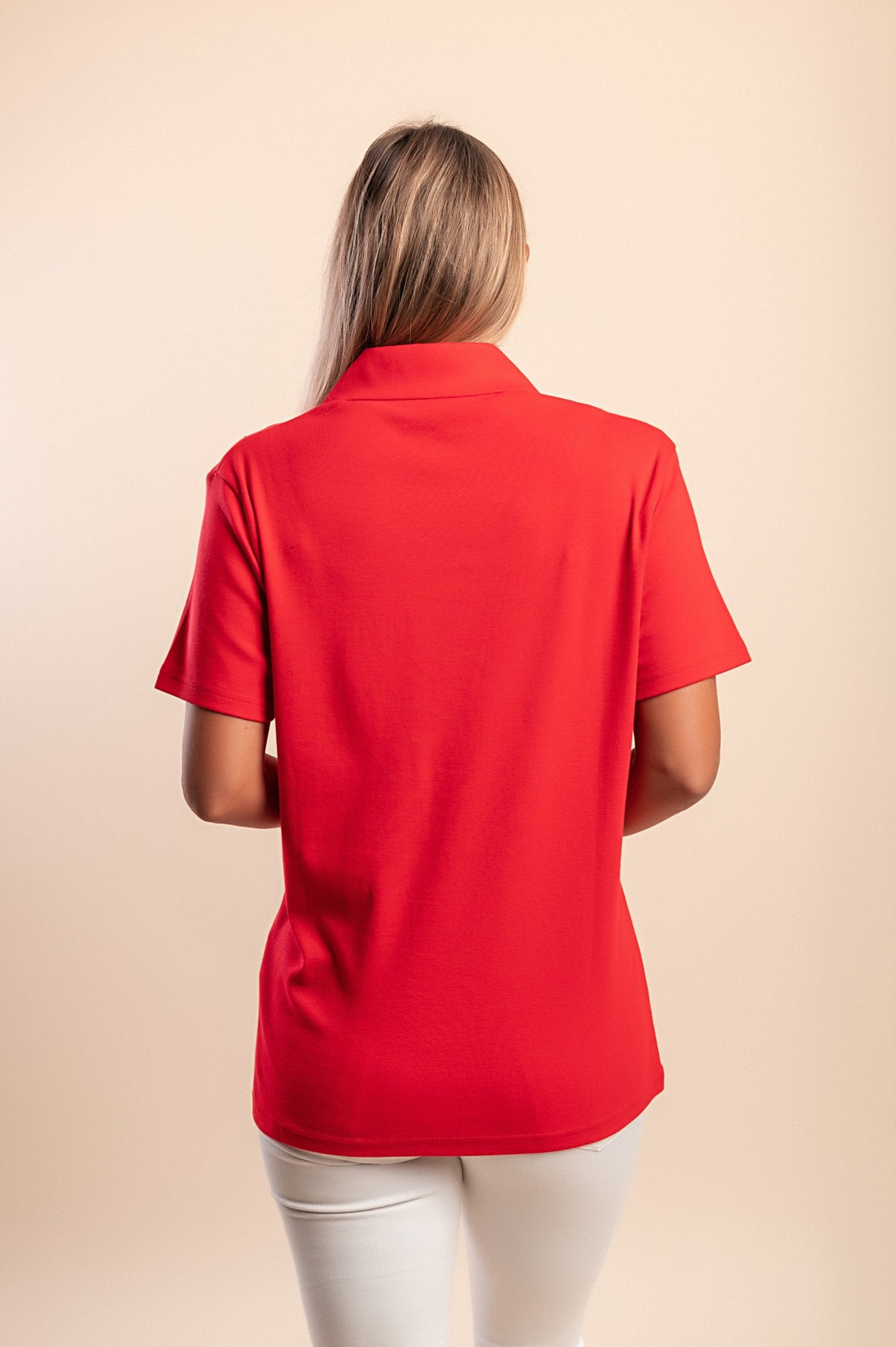 T-shirt in cotone con colletto, turchese