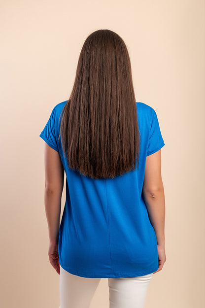 T-shirt in viscosa, blu