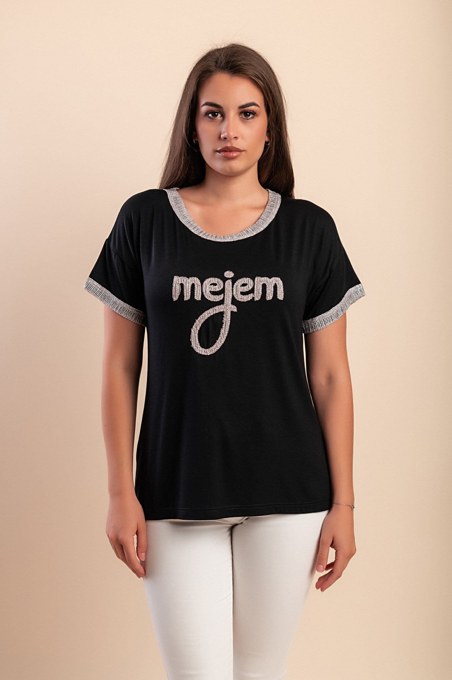 Maglietta con stampa, nera