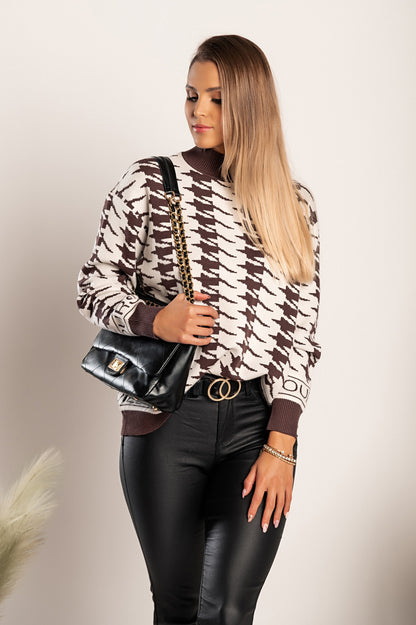 Maglia con fantasia pepita Sanga, marrone-nero