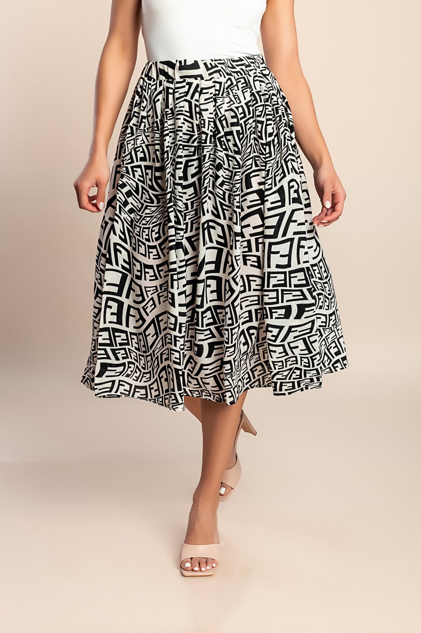 Gonna midi stampata, multicolore