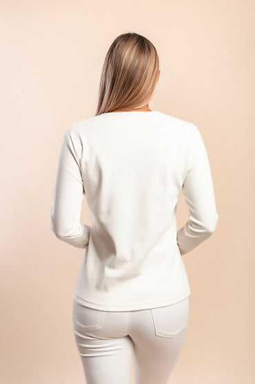 Maglia in cotone a maniche lunghe, bianca