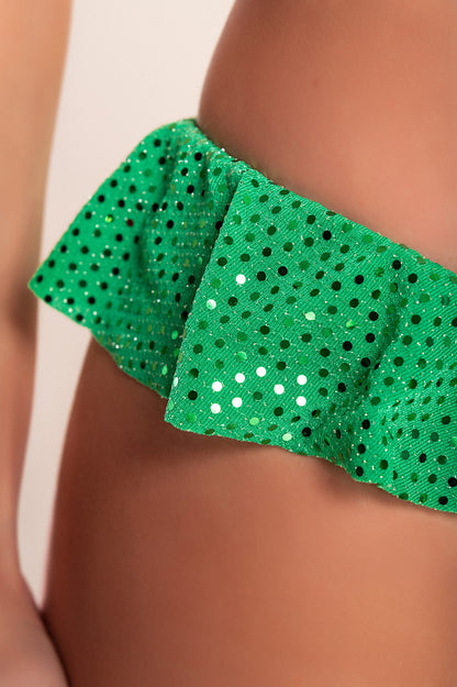 Costume due pezzi con paillettes, fucsia