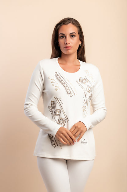 Top a maniche lunghe in cotone, nero
