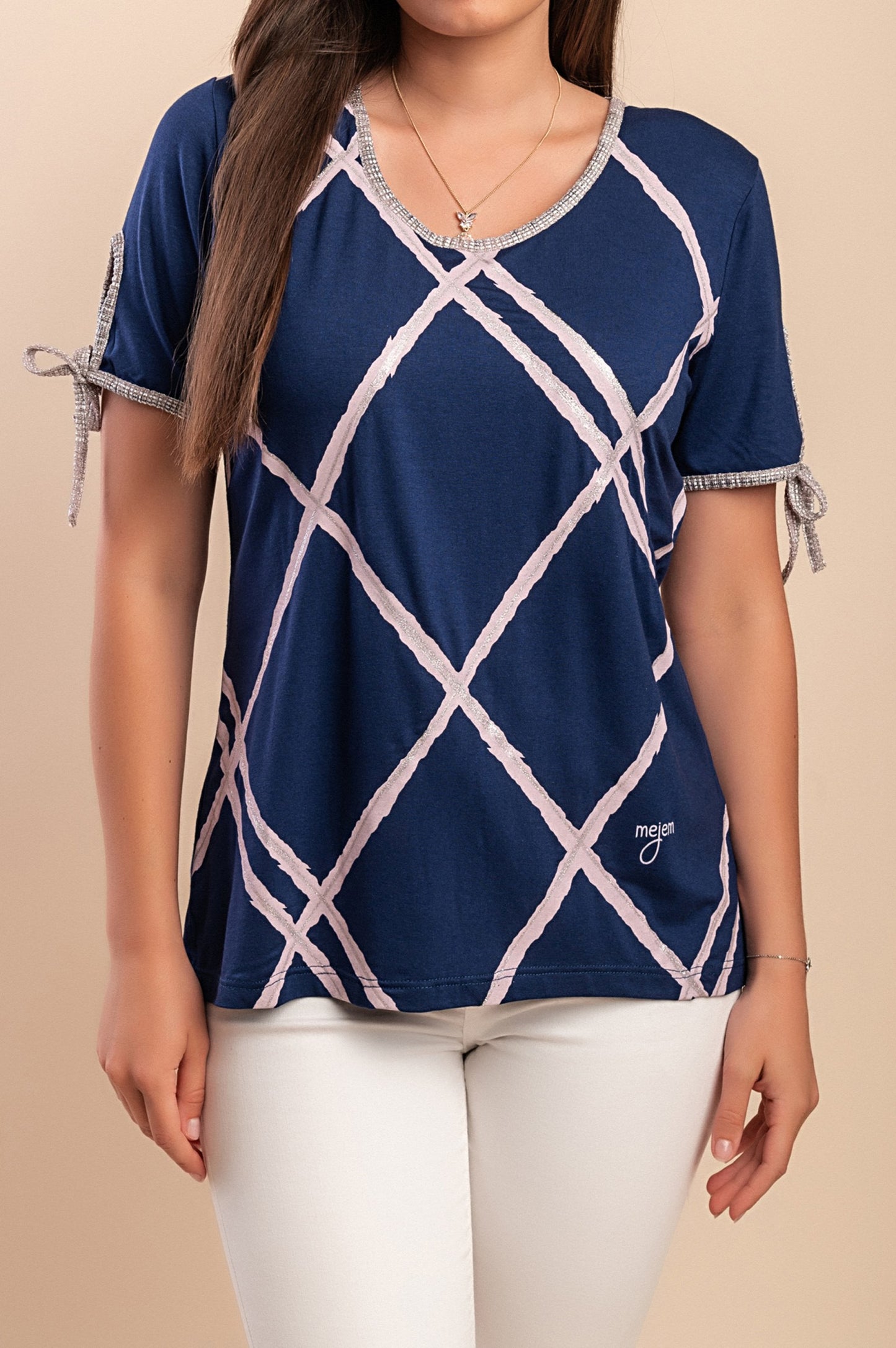 T-shirt in viscosa stampata, bianca