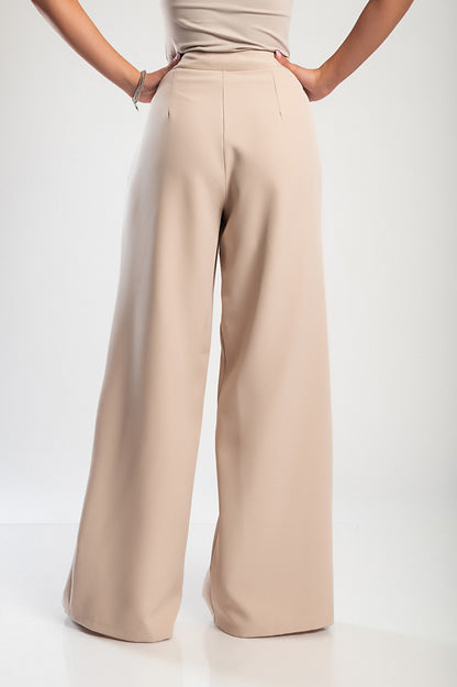 Elegante abito lungo con bottoni, beige
