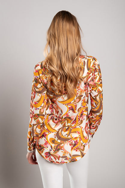 Camicia elegante con stampa, arancione