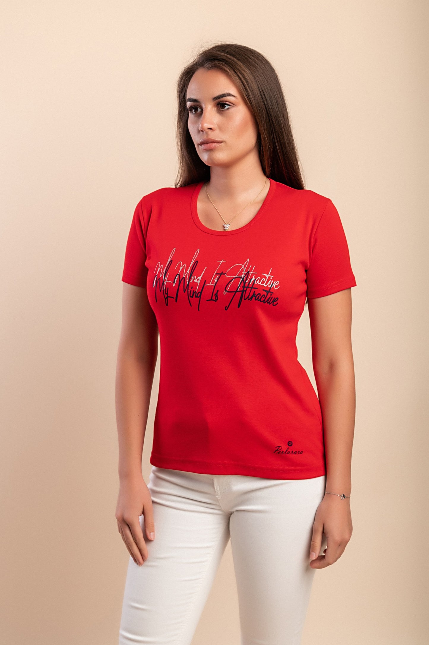 T-shirt in cotone con stampa, azzurra