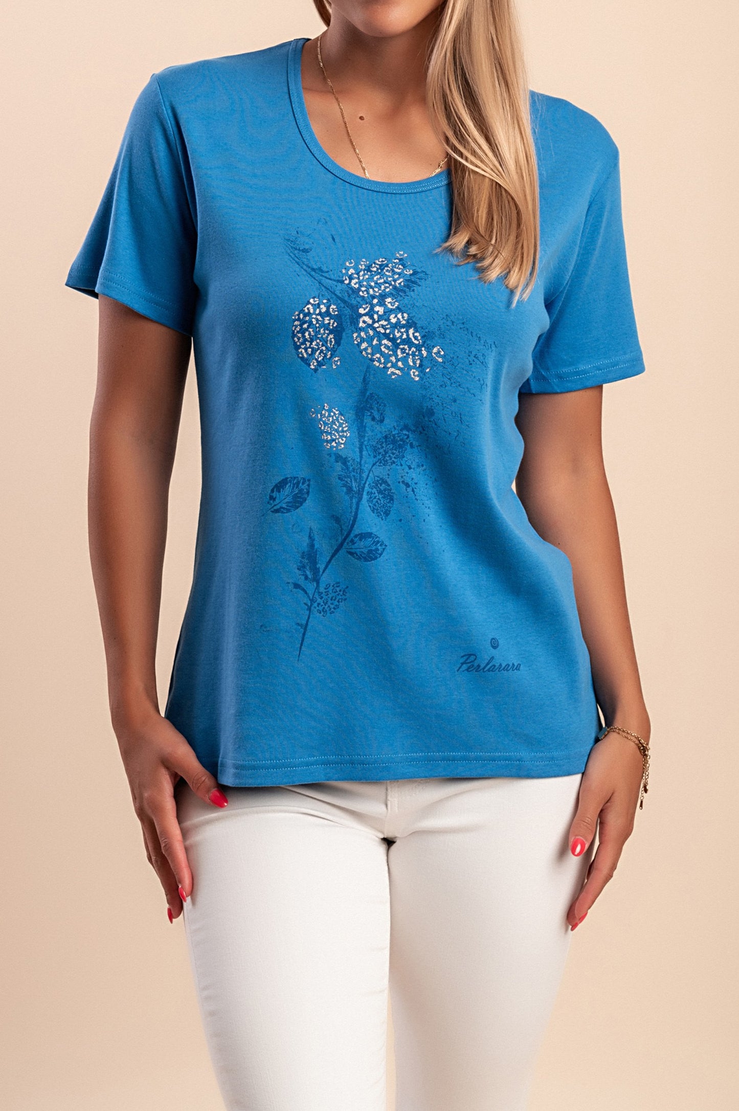 T-shirt in cotone con stampa, rosa chiaro
