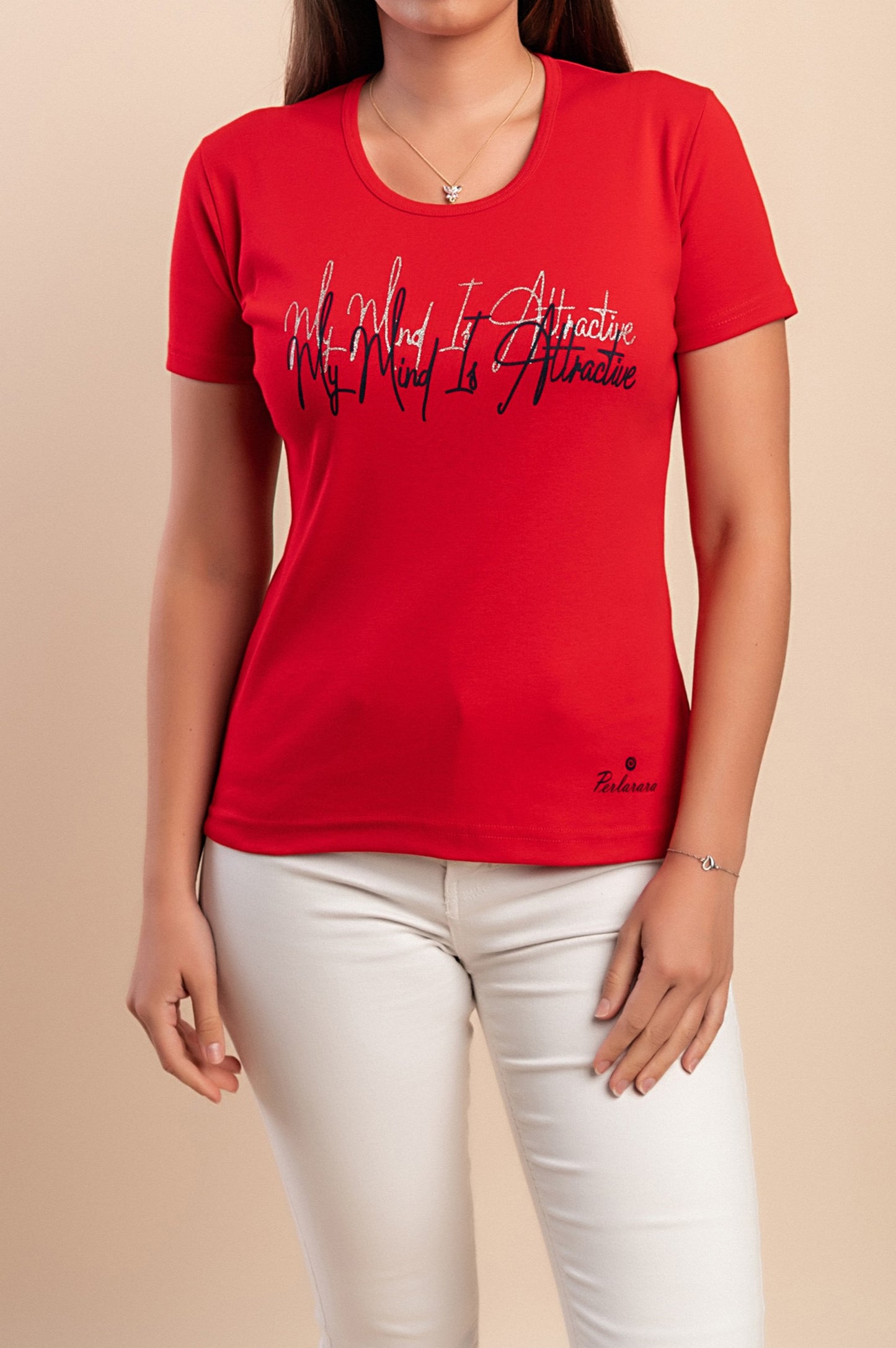 T-shirt in cotone con stampa, azzurra