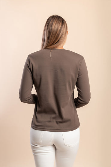 Maglia in cotone a maniche lunghe, marrone