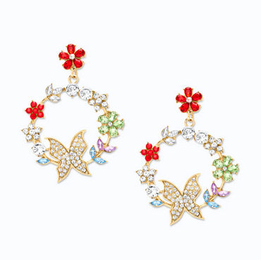 Eleganti orecchini a bottone con strass, ART386, multicolore