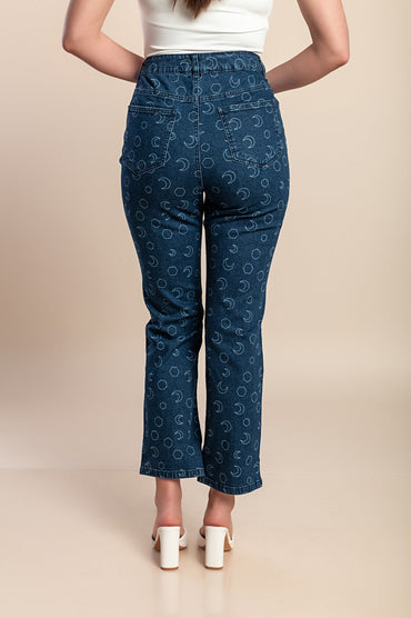 Jeans stampati, blu scuro