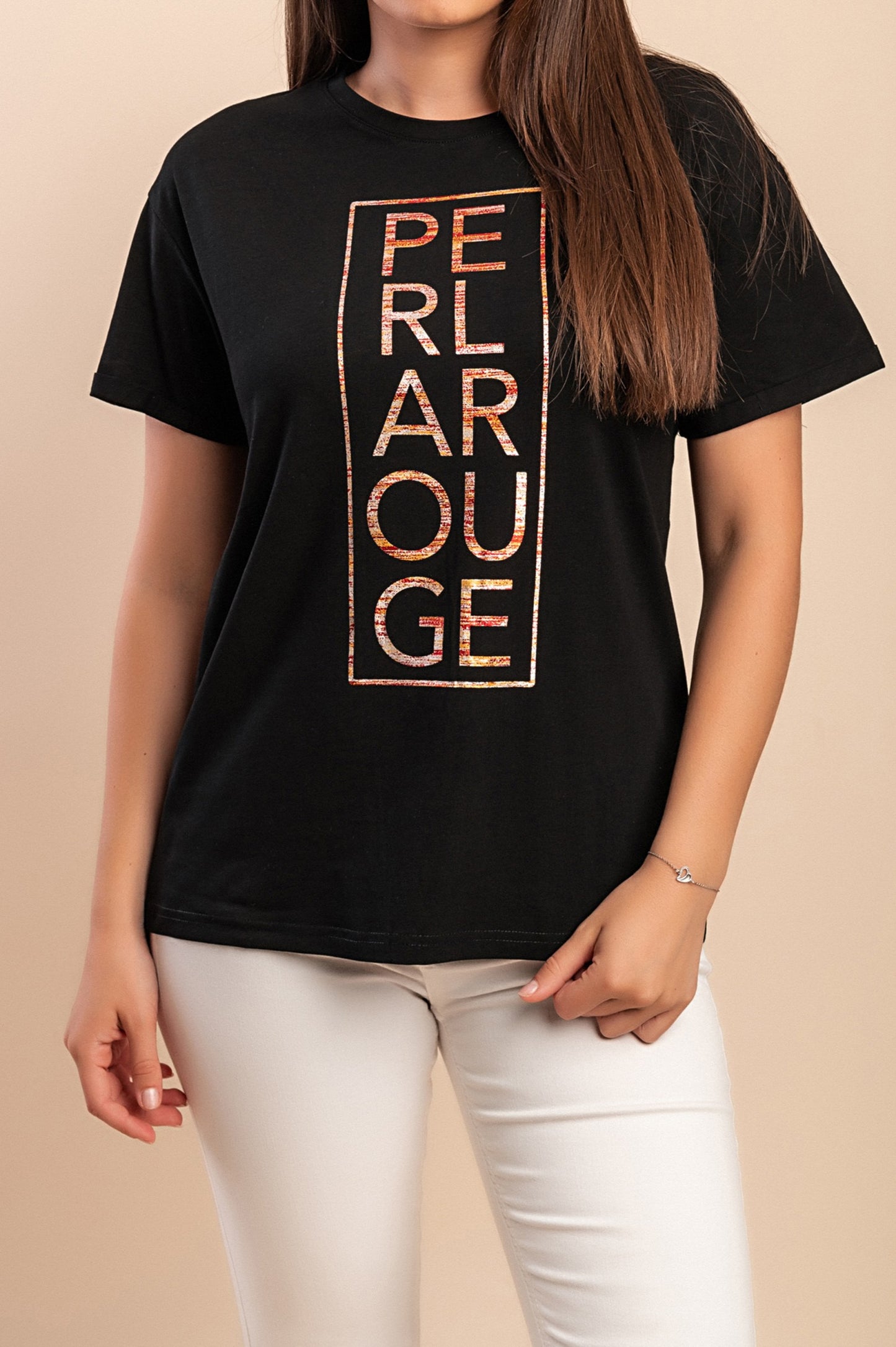 T-shirt in cotone con stampa, nera