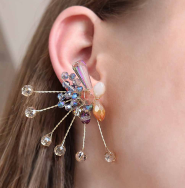 Eleganti orecchini a forma di mazzo di fiori, ART377, multicolor