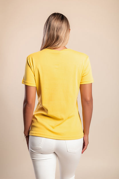T-shirt in cotone con stampa, gialla