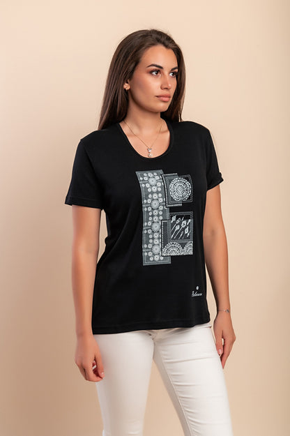 T-shirt in cotone con stampa, rosa