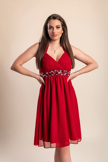 Abito taglie forti con dettagli decorativi, rosso