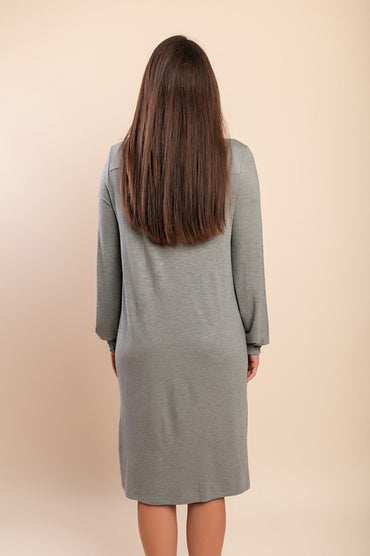 Abito midi con pizzo, grigio