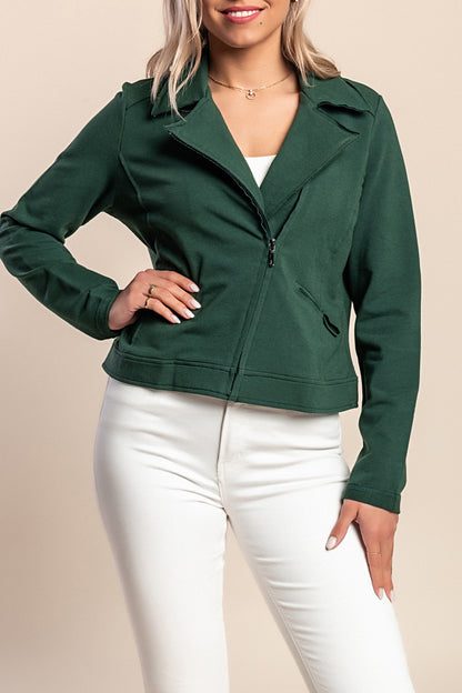 Top con cerniera, oliva