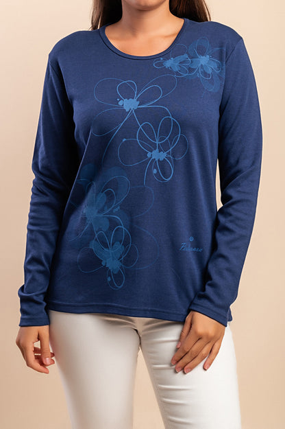 Maglia in cotone a maniche lunghe, blu scuro