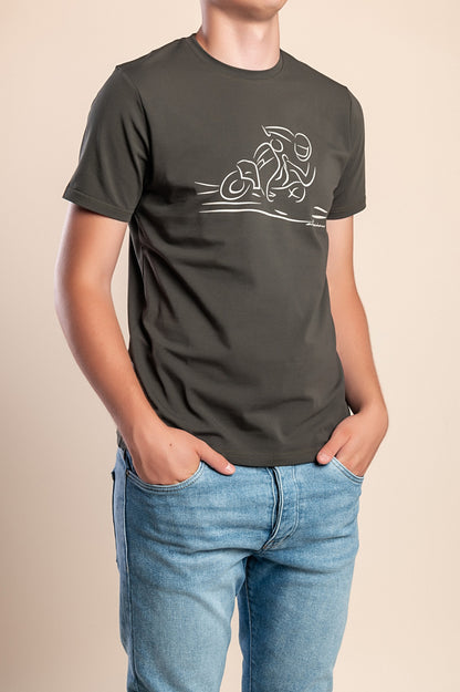T-shirt da uomo in cotone con stampa, nera