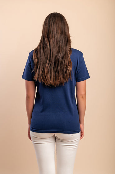 T-shirt in cotone con stampa, blu scuro
