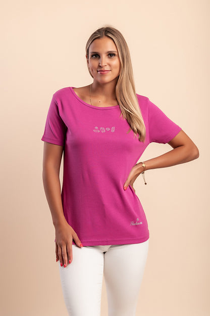 T-shirt in cotone con scollo rotondo, rossa