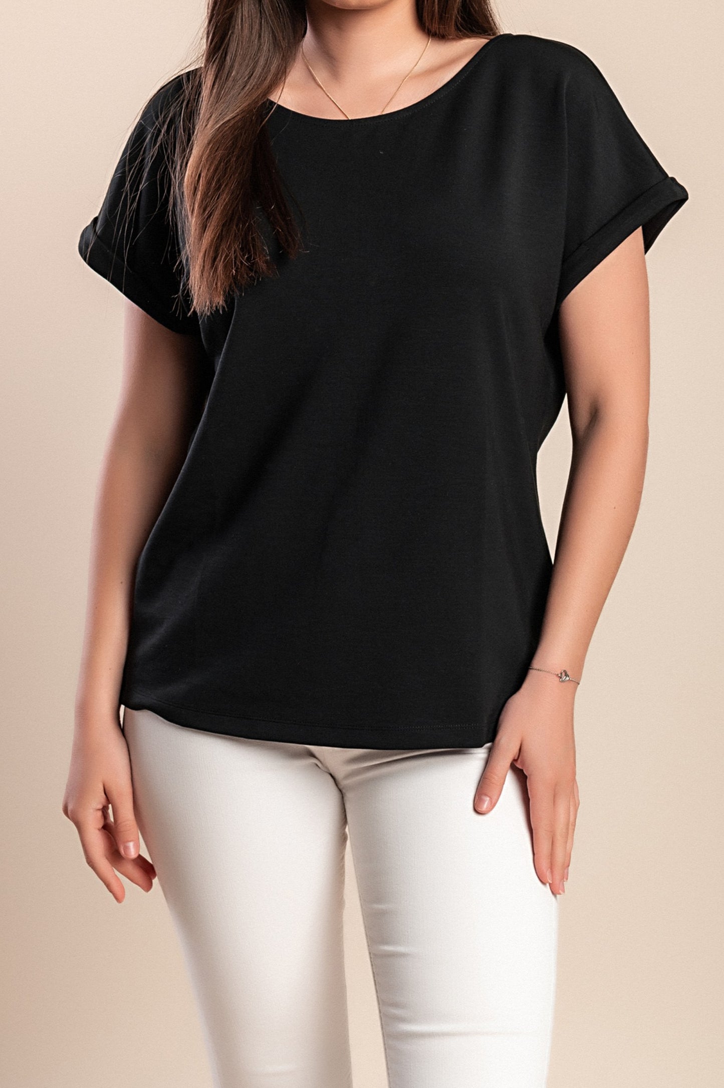 Maglietta girocollo, nera