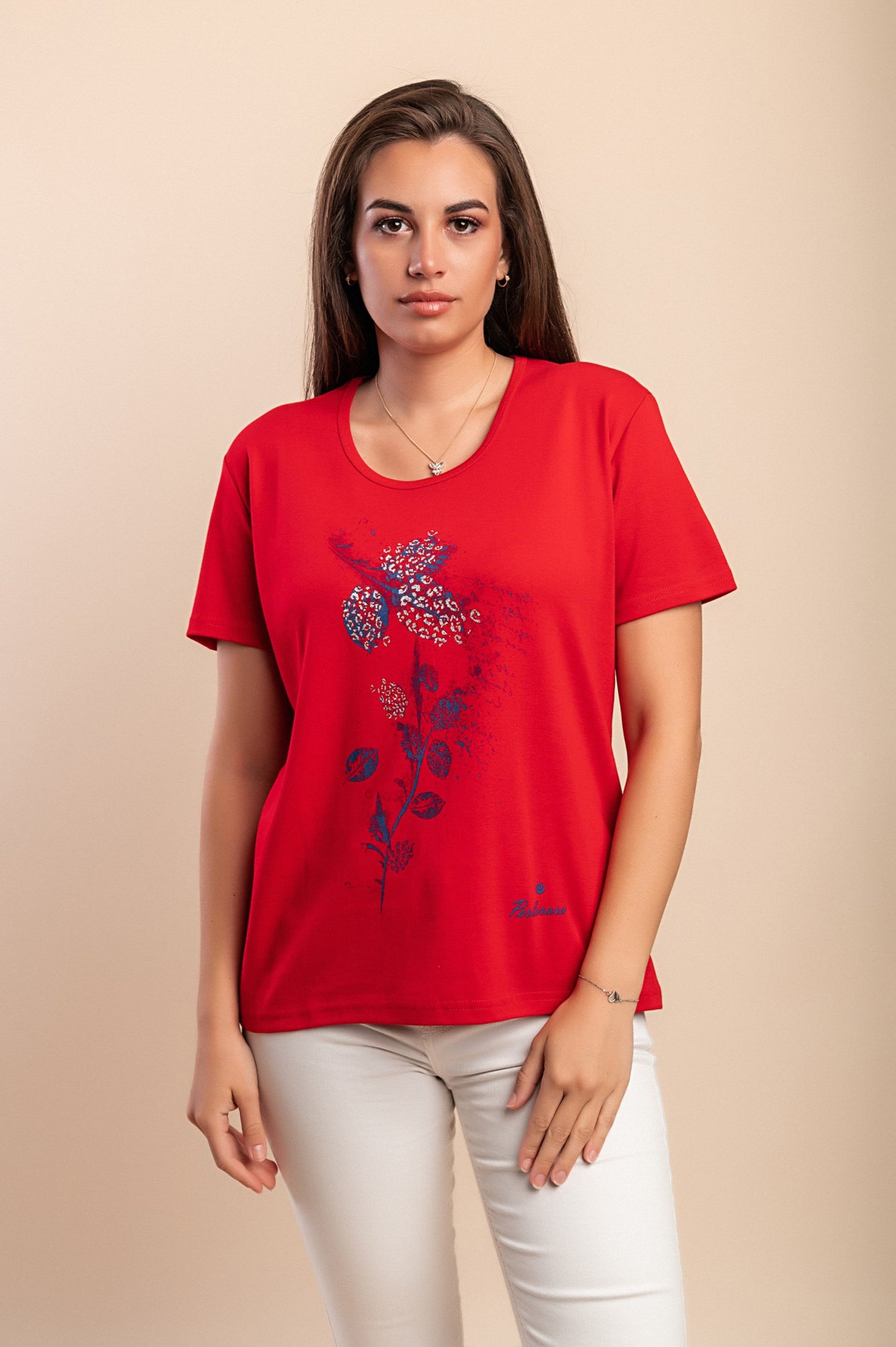 T-shirt in cotone con stampa, rosa chiaro