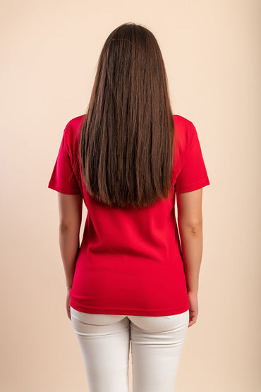 T-shirt in cotone con stampa, rossa