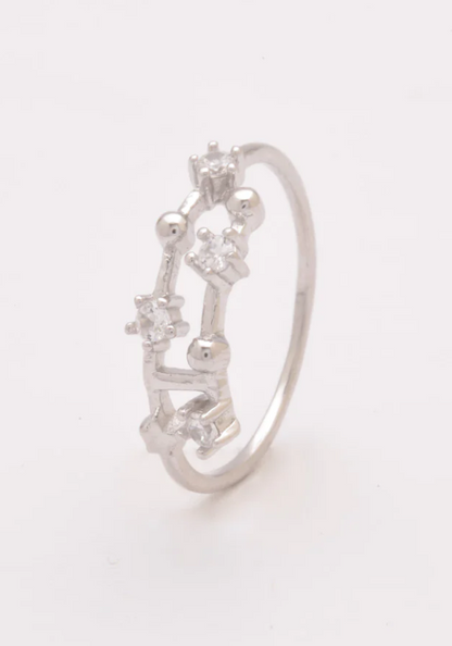 Anello in argento con strass, ART495 - CAPRICORNO, colore argento