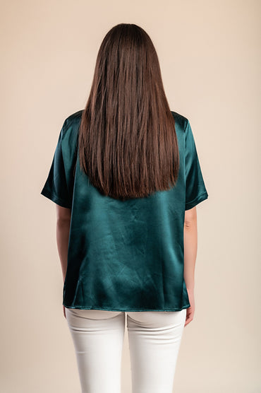 Camicetta taglie forti con nodo decorativo, verde