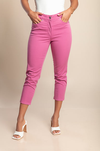 Pantaloni in cotone taglie forti, lilla