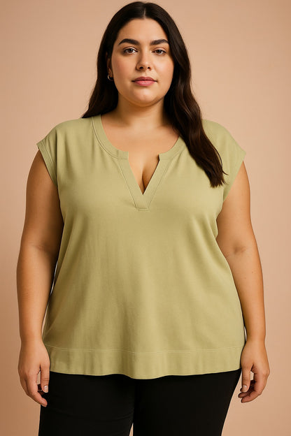 Top senza maniche in maglia taglie forti, menta