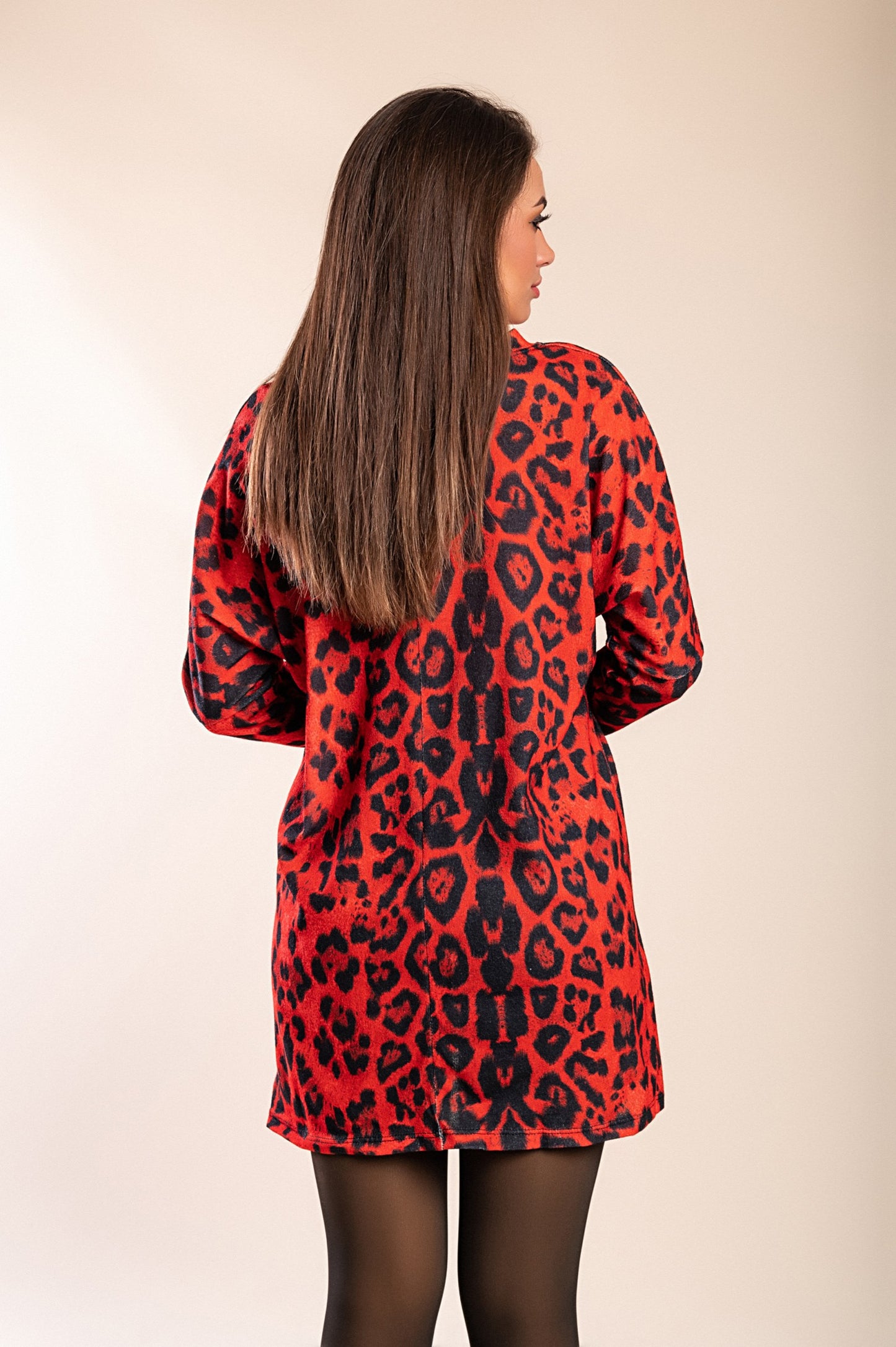 Tunica con tasche e stampa leopardata Delaney, grigio