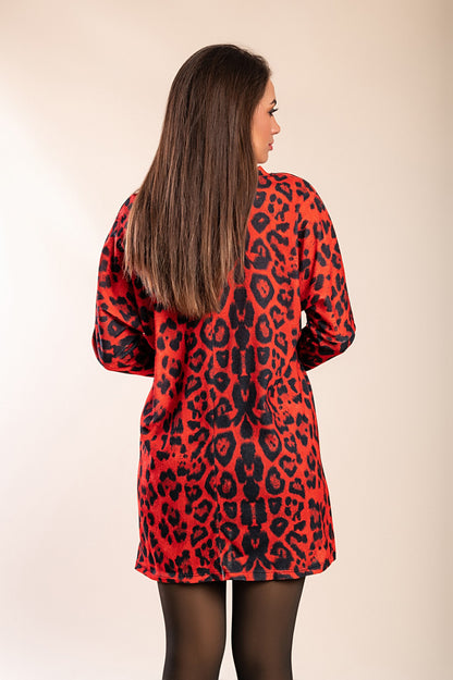 Tunica con tasche e stampa leopardata Delaney, grigio