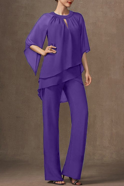 Elegante set tunica e pantaloni lunghi, blu scuro