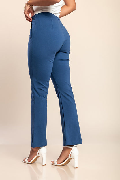 Pantaloni eleganti in cotone, azzurro