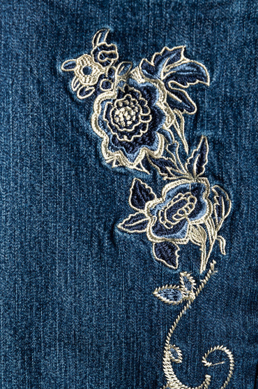 Gonna in denim taglie forti, blu