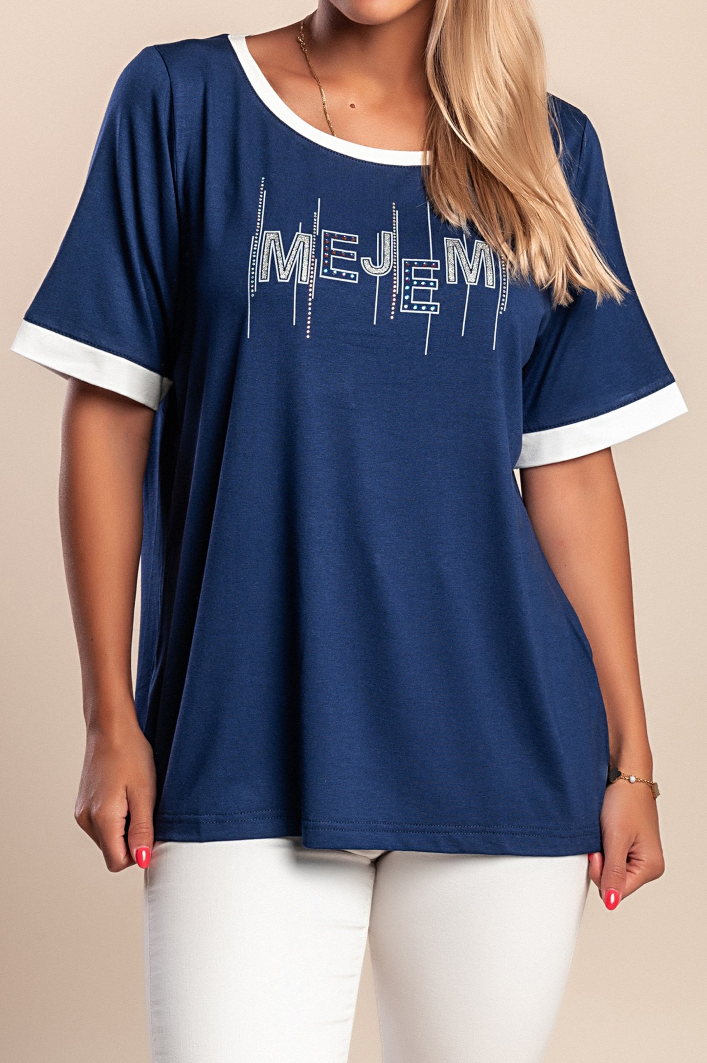 T-shirt stampata, blu scuro