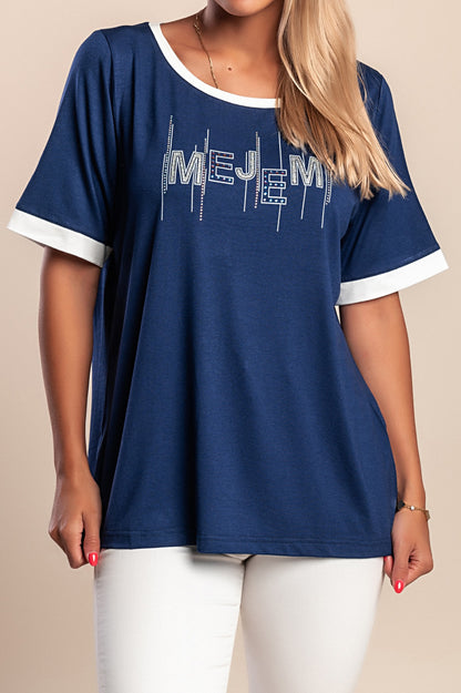 T-shirt stampata, blu scuro