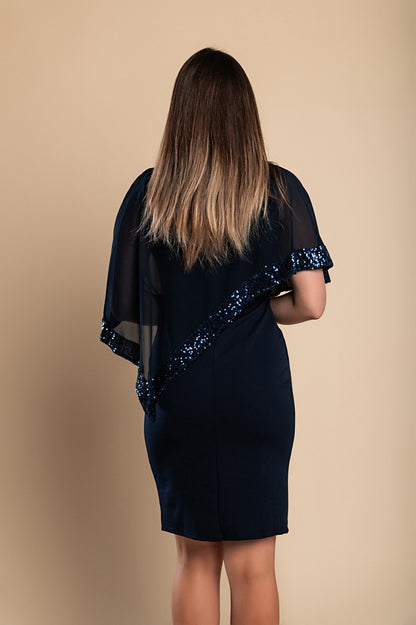 Vestito elegante con mantellina Arlet, bordo