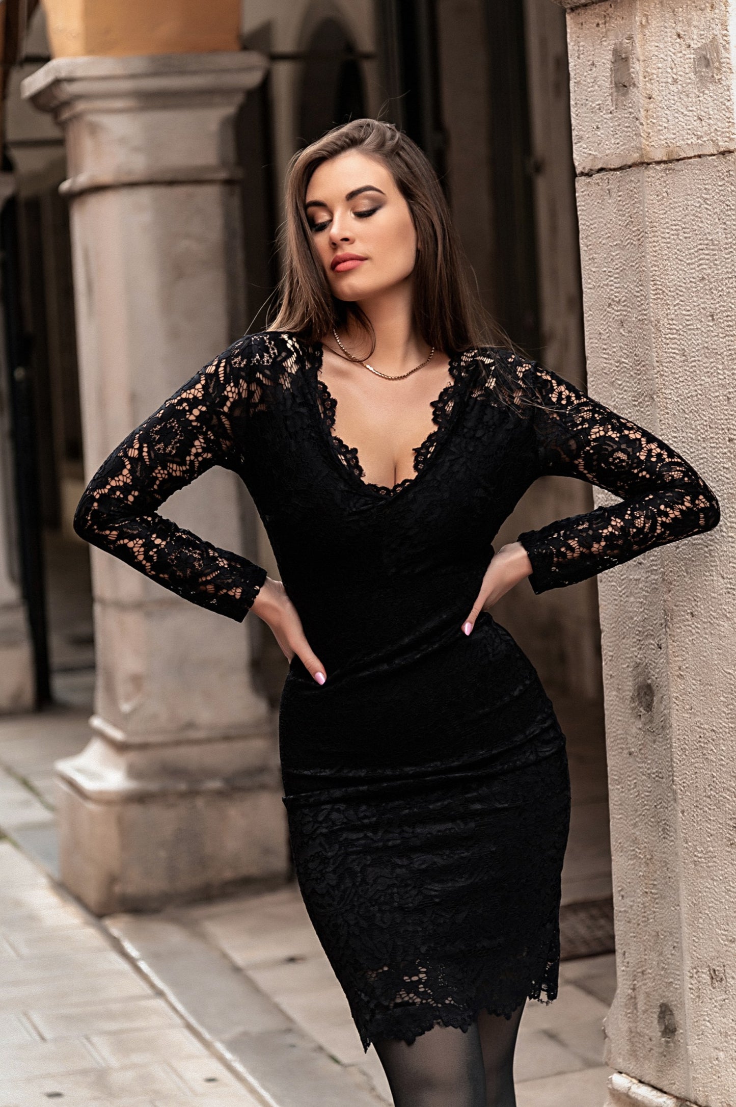 Vestito in pizzo Madily, nero