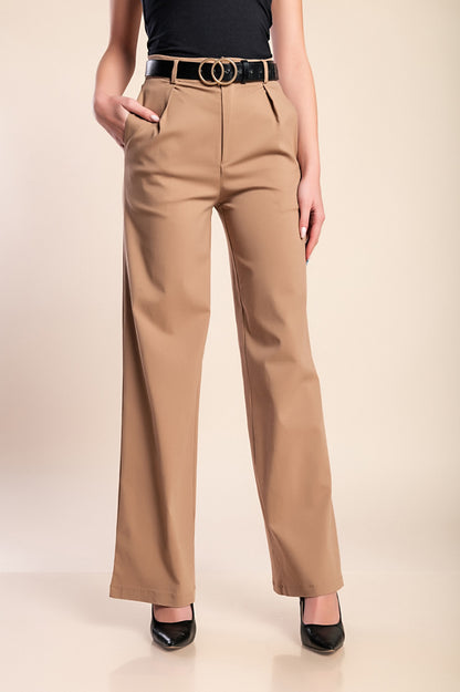 Pantaloni eleganti a vita alta, beige