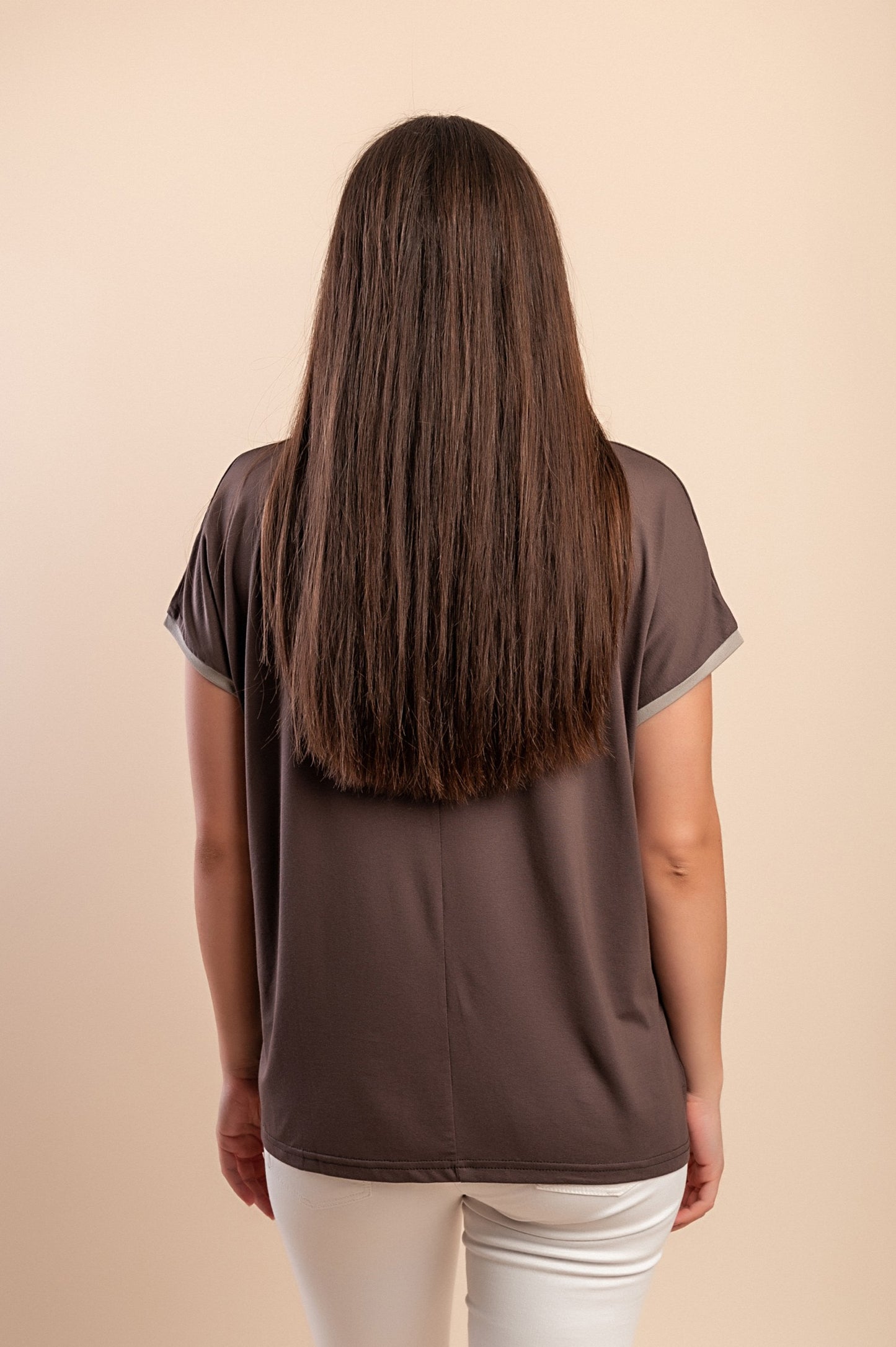 T-shirt in viscosa, beige