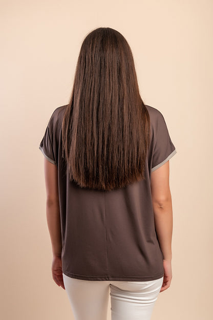 T-shirt in viscosa, beige